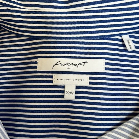 New! Foxcroft NYC plus size 22W blue striped front button non iron shirt. - Picture 5 of 10